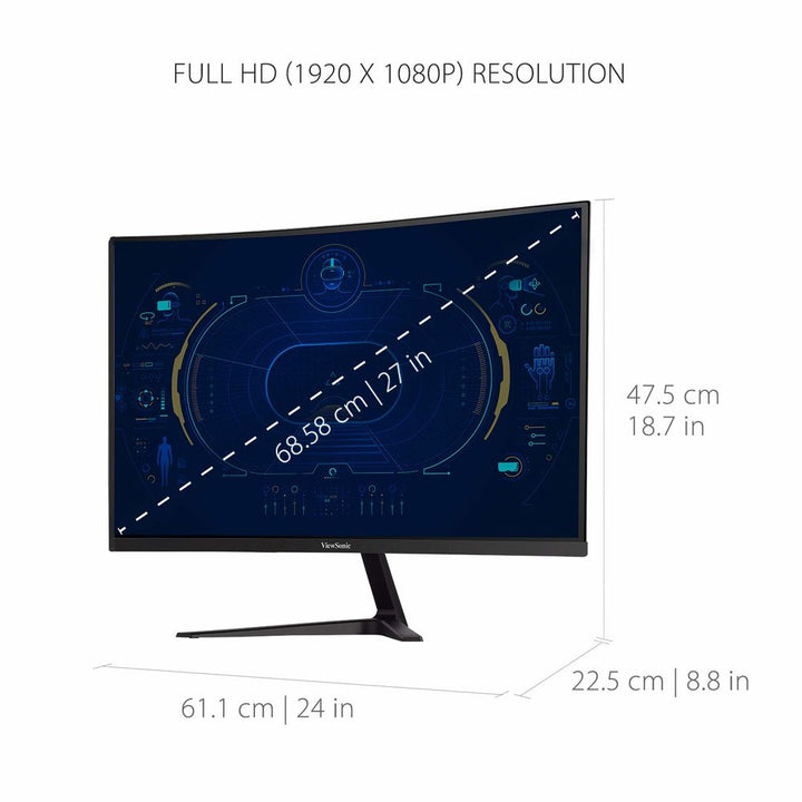 Curved WQHD Gaming Monitor Viewsonic VX2718-PC-MHD 27" 165Hz 1ms Curved