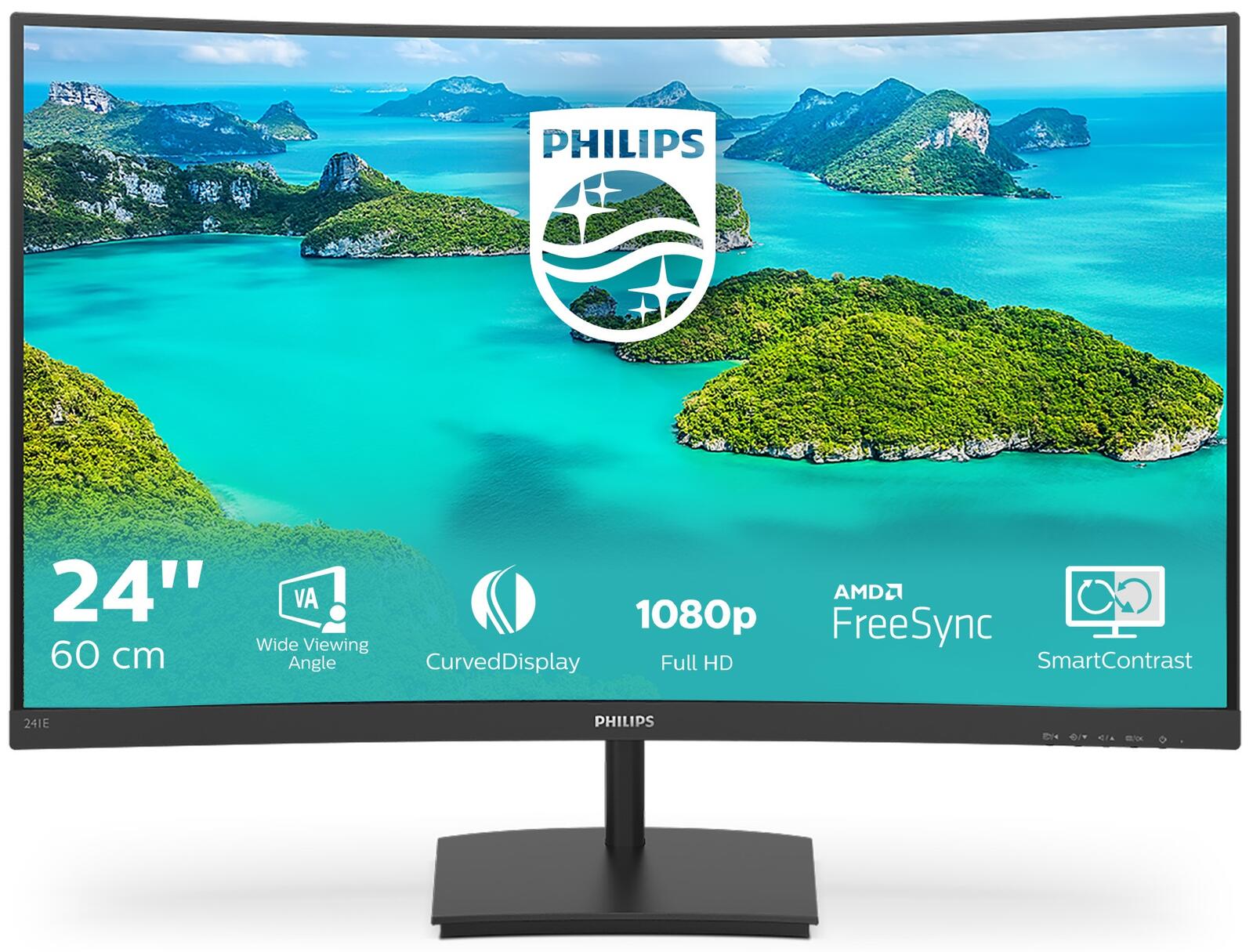 Monitor Philips 241E1SCA/00 FHD LCD 23.6" LED VA LCD Flicker free 50-60 Hz