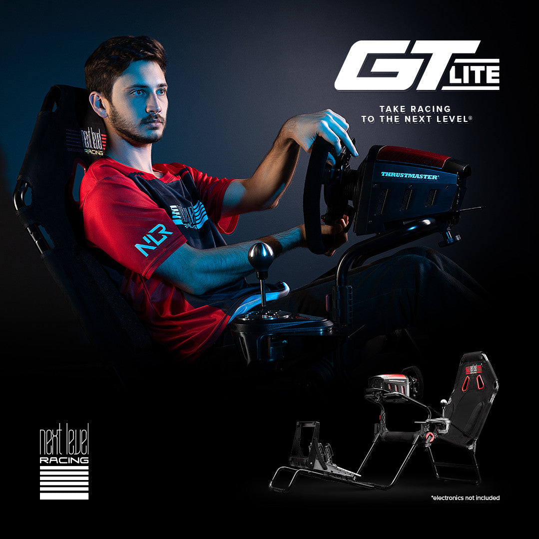 Faltbarer Gaming Stuhl mit Lenkradhalter, Pedalhalter und Schalthebel Halterung Next Level Racing F-GT Lite Schwarz (75 x 175 x 127 cm)