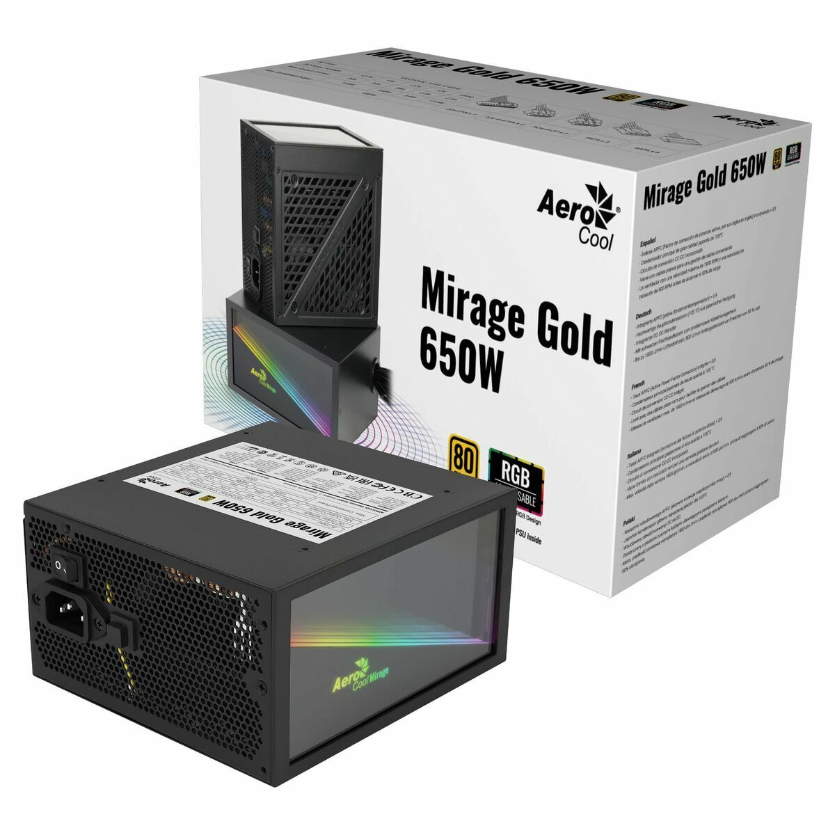 Stromquelle Aerocool MIRAGEGOLD650 650 W 80 Plus Gold RoHS