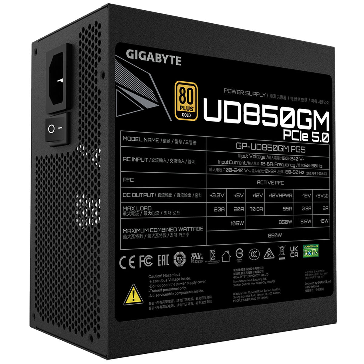 Stromquelle Gigabyte GP-UD850GM PG5 850 W 105 W 80 Plus Gold