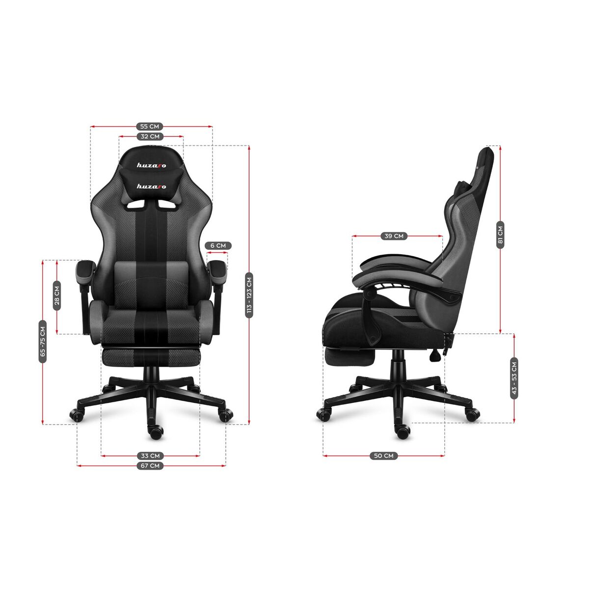 Gaming-Stuhl Huzaro HZ-Force 4.7 Schwarz Grau