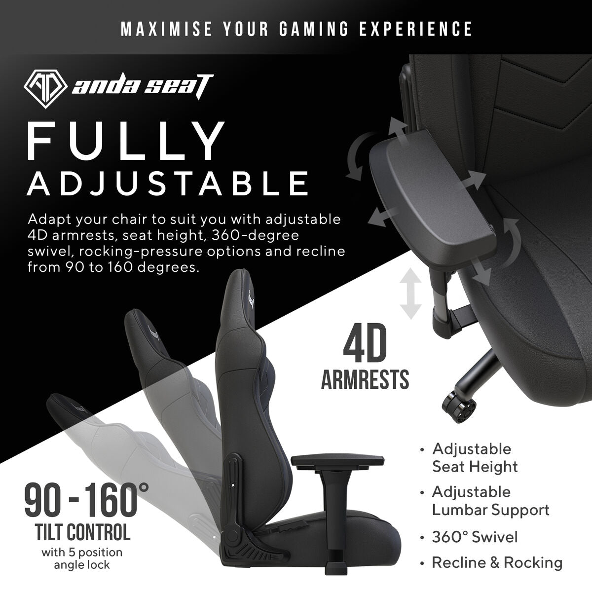 Gaming-Stuhl AndaSeat Dark Demon Premium Schwarz