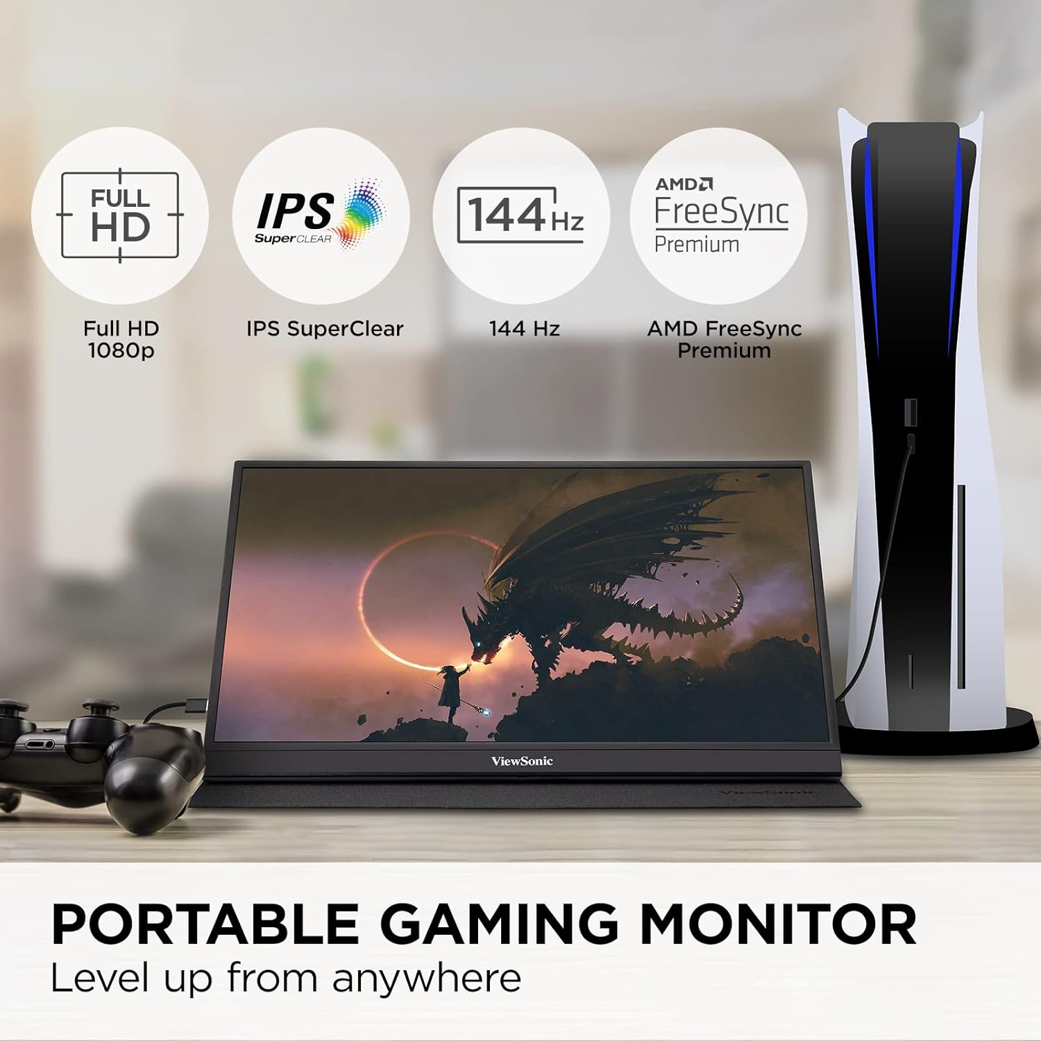 Portable Full HD monitor with touchscreen ViewSonic VX1755 17" 144Hz IPS LED LCD