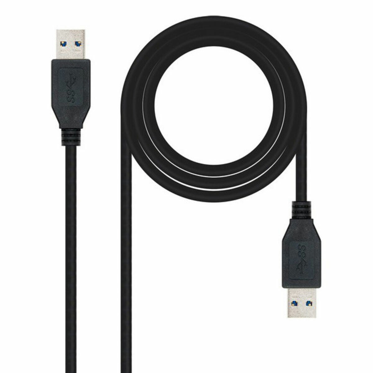 USB 3.0 A zu USB-A-Kabel NANOCABLE 10.01.1002-BK Schwarz 2 m