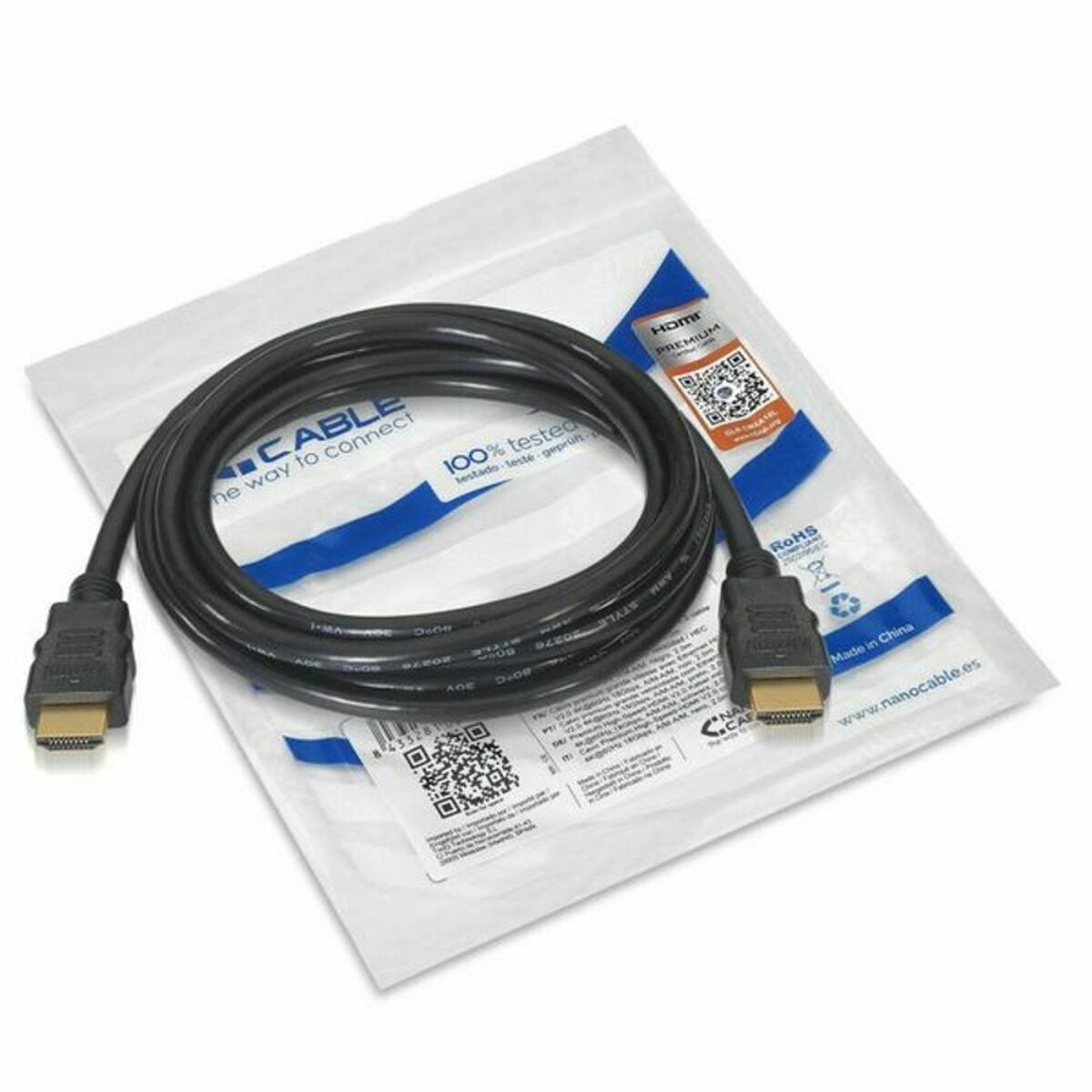 HDMI Kabel NANOCABLE HDMI V2.0, 1m V2.0 4K 1 m Schwarz 1 m
