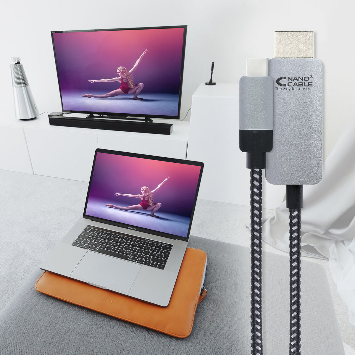 USB-C zu HDMI-Kabel NANOCABLE 10.15.5102 Schwarz