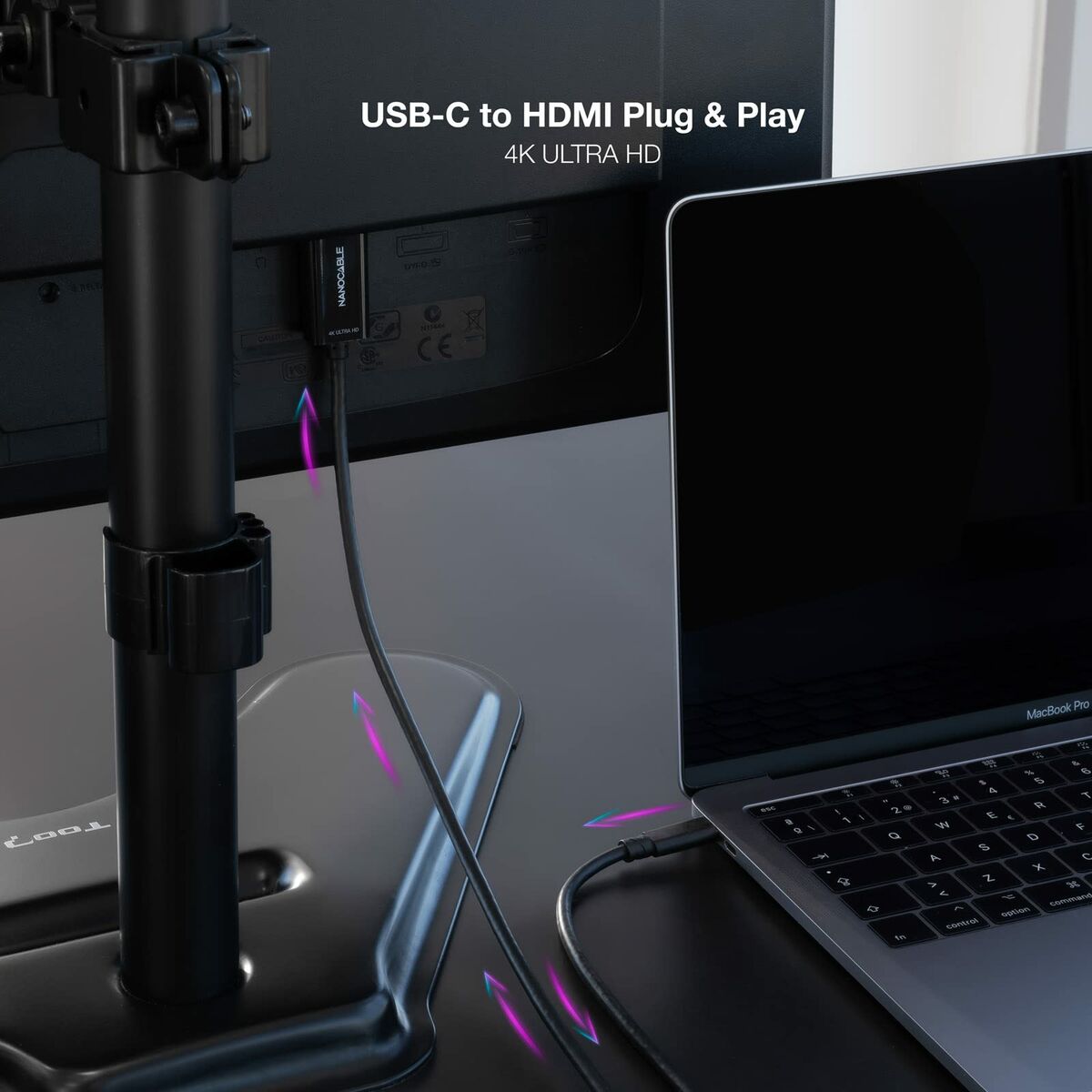 USB-C zu HDMI-Kabel NANOCABLE 10.15.5102 Schwarz