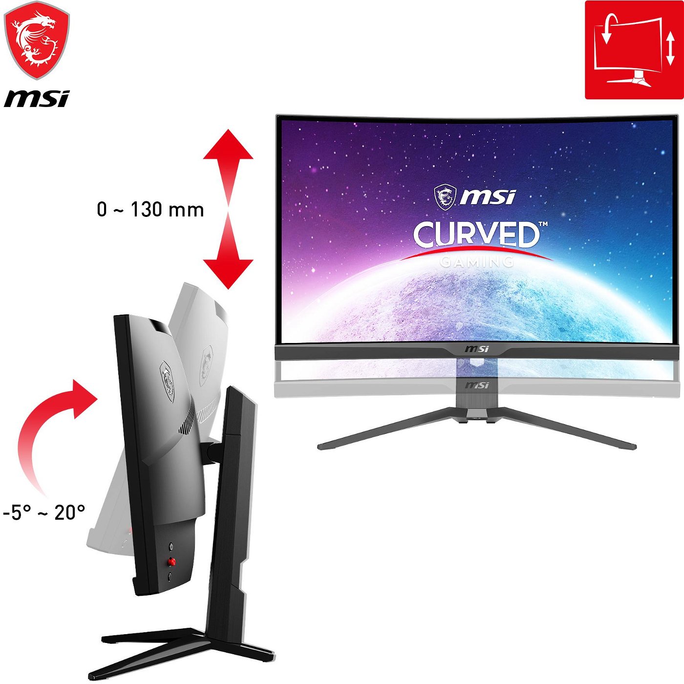 Curved WQHD Gaming Monitor MSI MAG 325CQRF-QD 32" 170Hz 1ms Curved