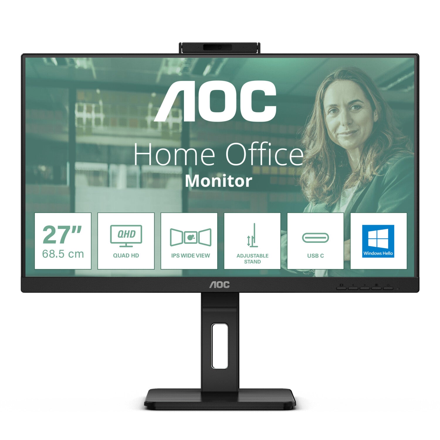 Full HD monitor with webcam AOC 24P3QW 23.8" IPS Flicker free