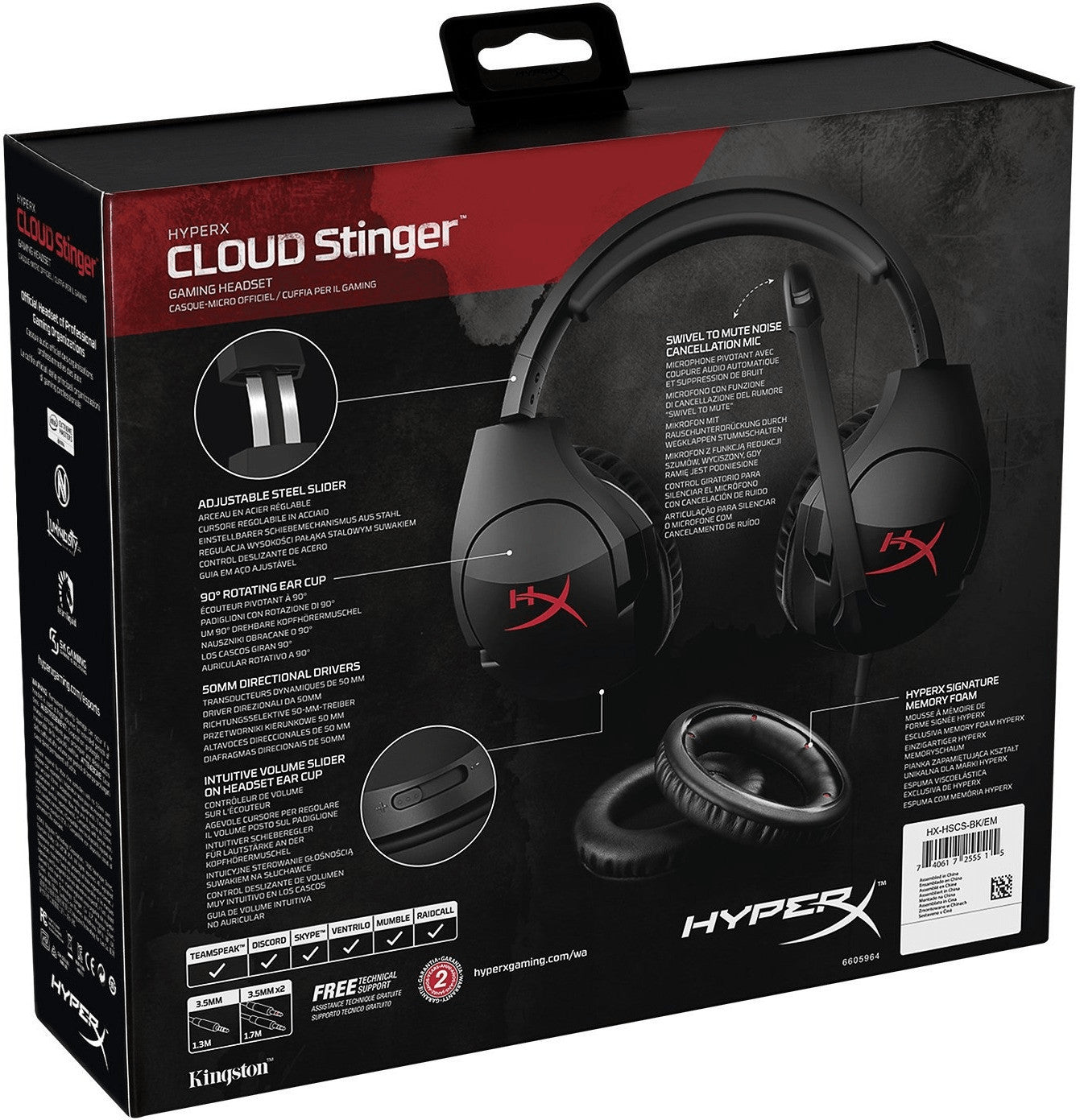 Kabelgebundenes Gaming Headset mit Mikrofon Hyperx Cloud Stinger Schwarz