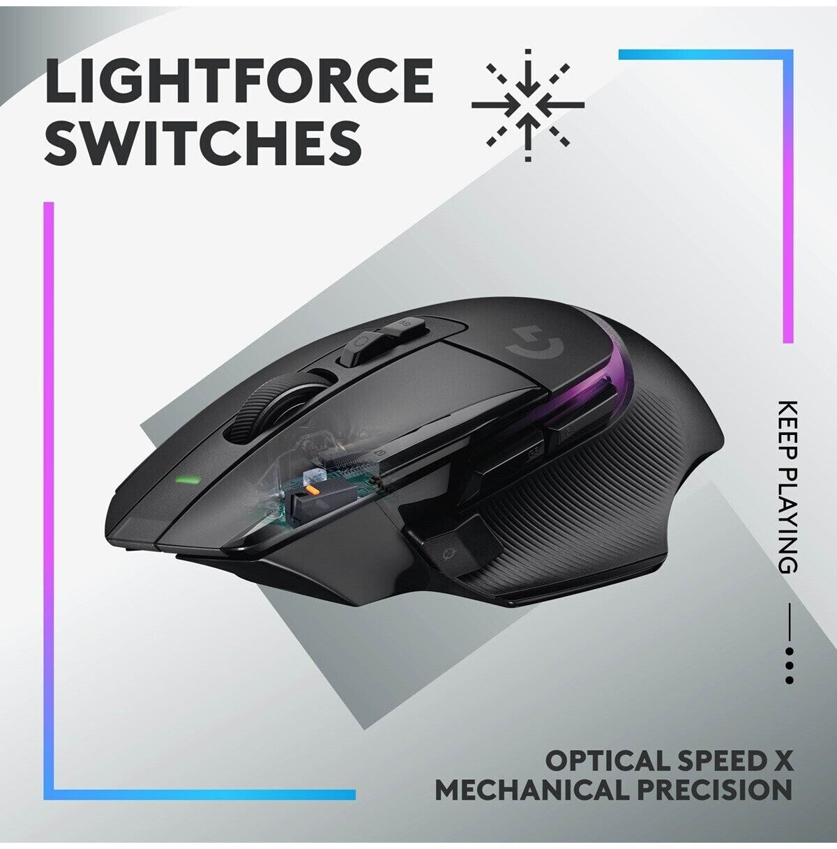 Optical gaming mouse with lighting Logitech G502 X PLUS wireless black 25600 DPI 13 keys RGB