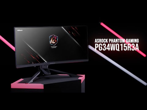 Curved UWQHD Gaming Monitor ASRock Phantom Gaming PG34WQ15R3A 34" 165Hz 4ms VA OLED Flicker free Gekrümmt