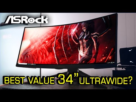 Curved UWQHD Gaming Monitor ASRock Phantom Gaming PG34WQ15R3A 34" 165Hz 4ms VA OLED Flicker free Gekrümmt