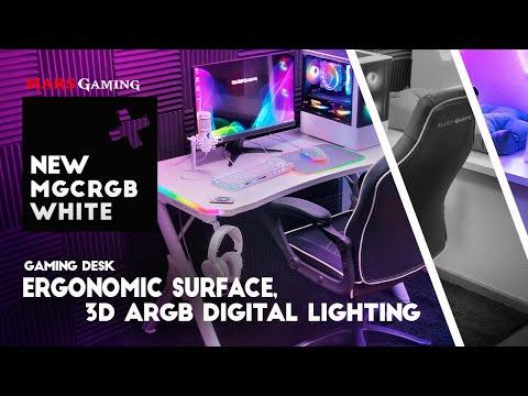 Gaming Tisch mit Beleuchtung Mars Gaming MGDXL RGB Weiß (160 x 60 x 75 cm)