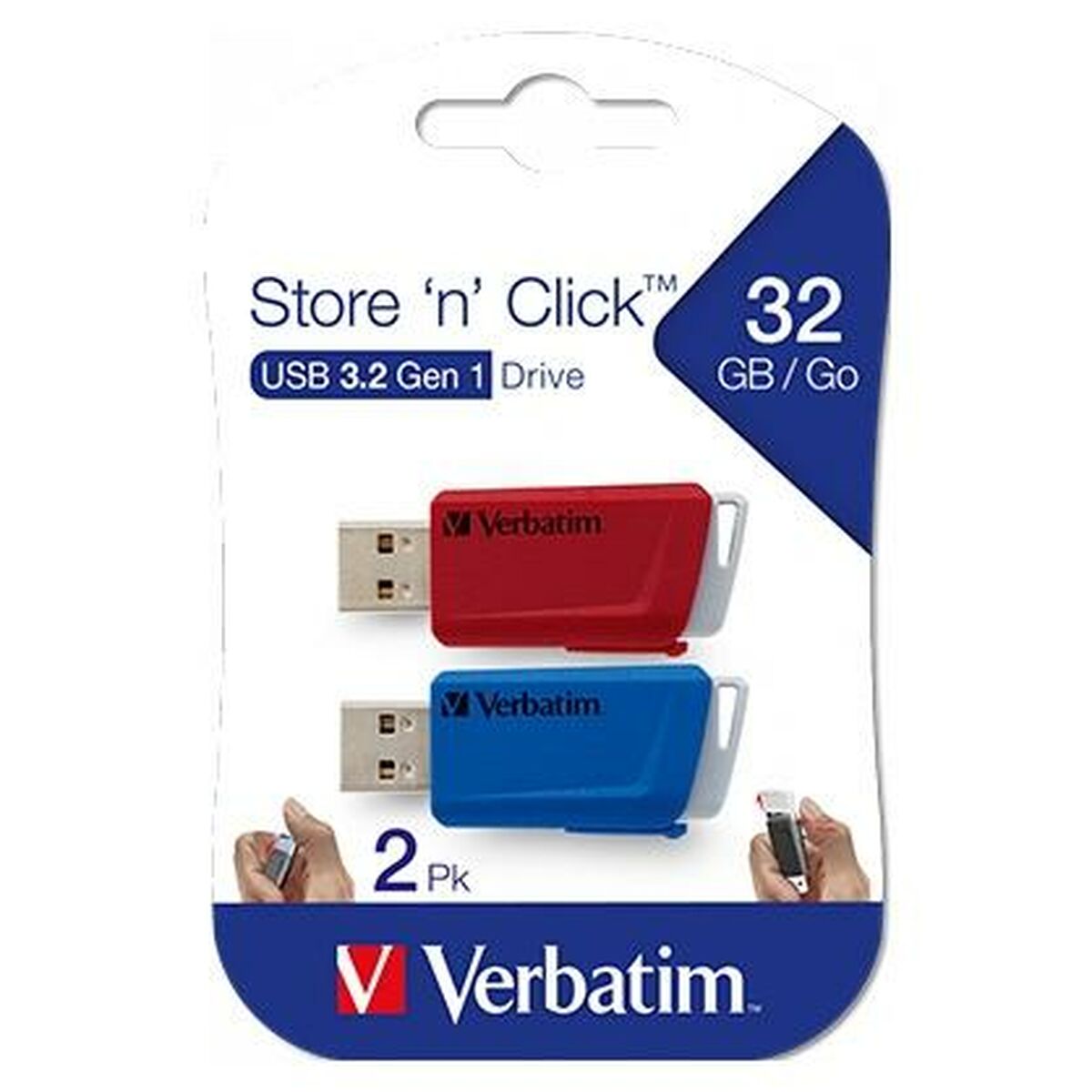 Pendrive Verbatim Store 'n' Click 2 Stücke Bunt 32 GB