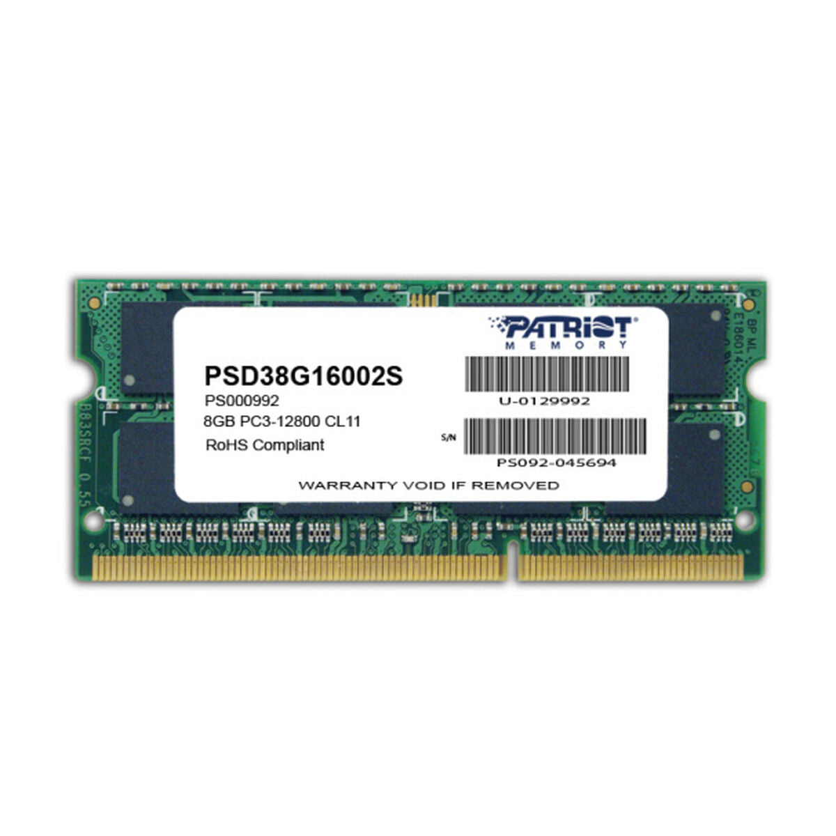 RAM memory Patriot Memory 8GB PC3-12800 CL11 8 GB