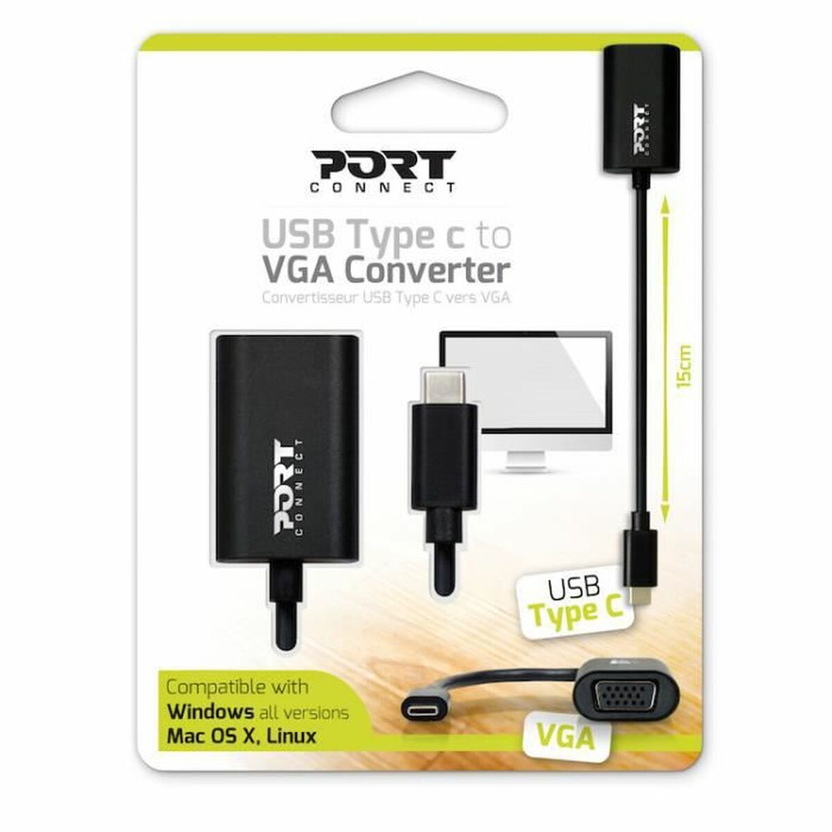 USB-C-zu-VGA-Adapter Port Designs 900125 Schwarz