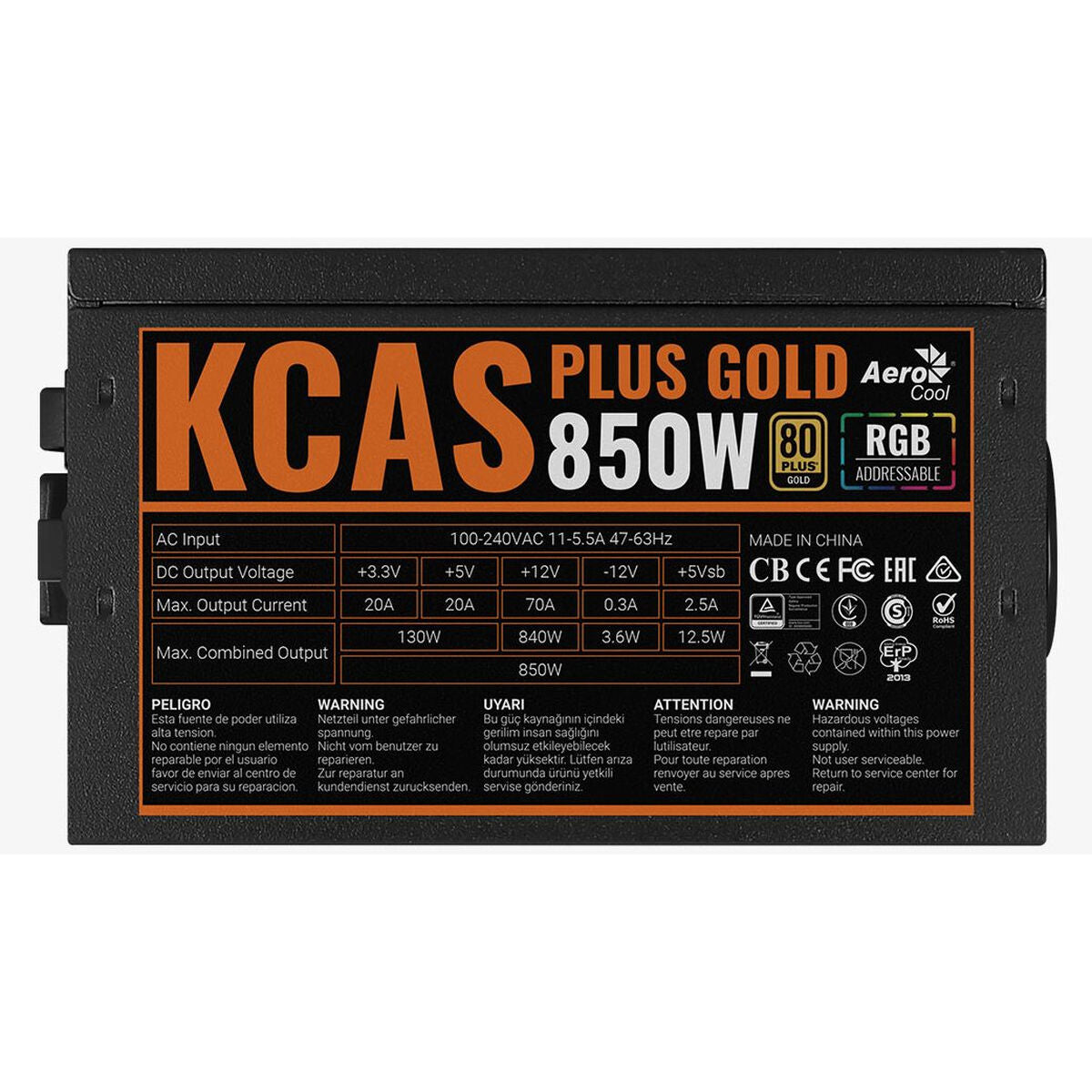 Stromquelle Aerocool KCAS PLUS 850 W 80 Plus Gold RoHS