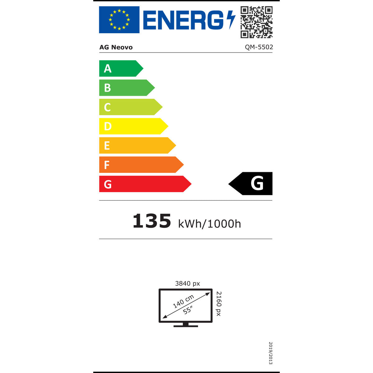 4K Ultra HD Monitor AG Neovo QM-5502 55" Videowall Digital Signage LCD