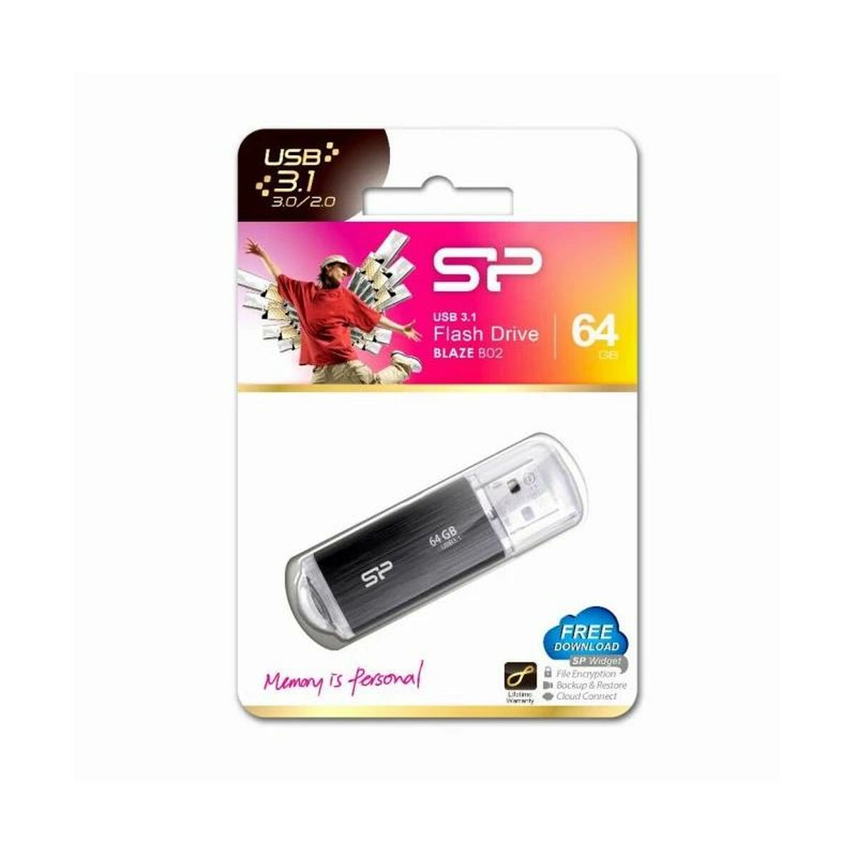 USB Pendrive Silicon Power Blaze B02 Black 64GB