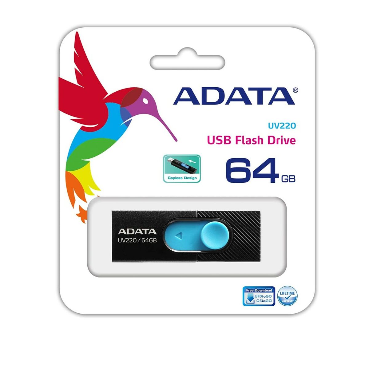 USB Pendrive Adata UV220 Black/Blue 64GB