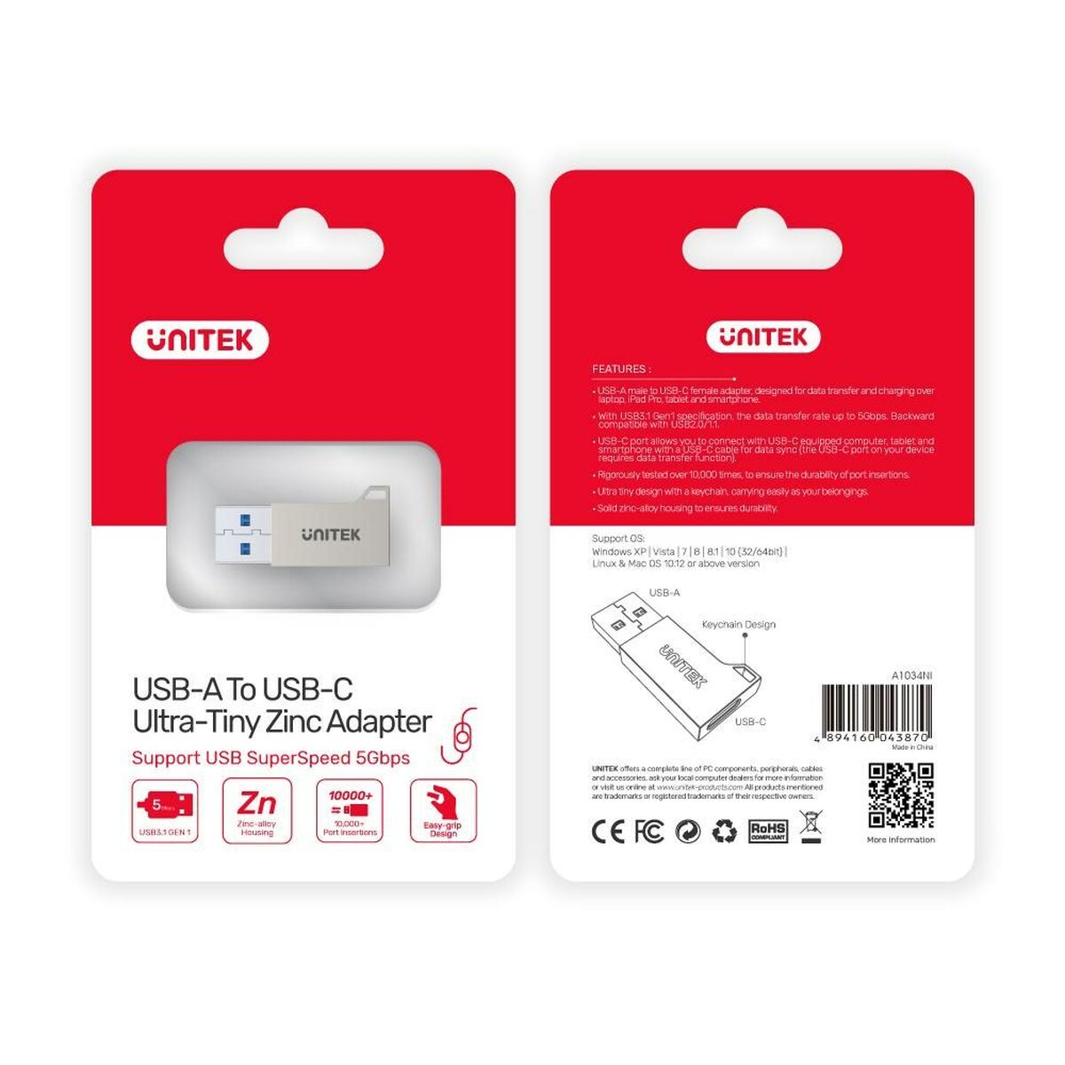 Adapter USB and USB-C Unitek A1034NI