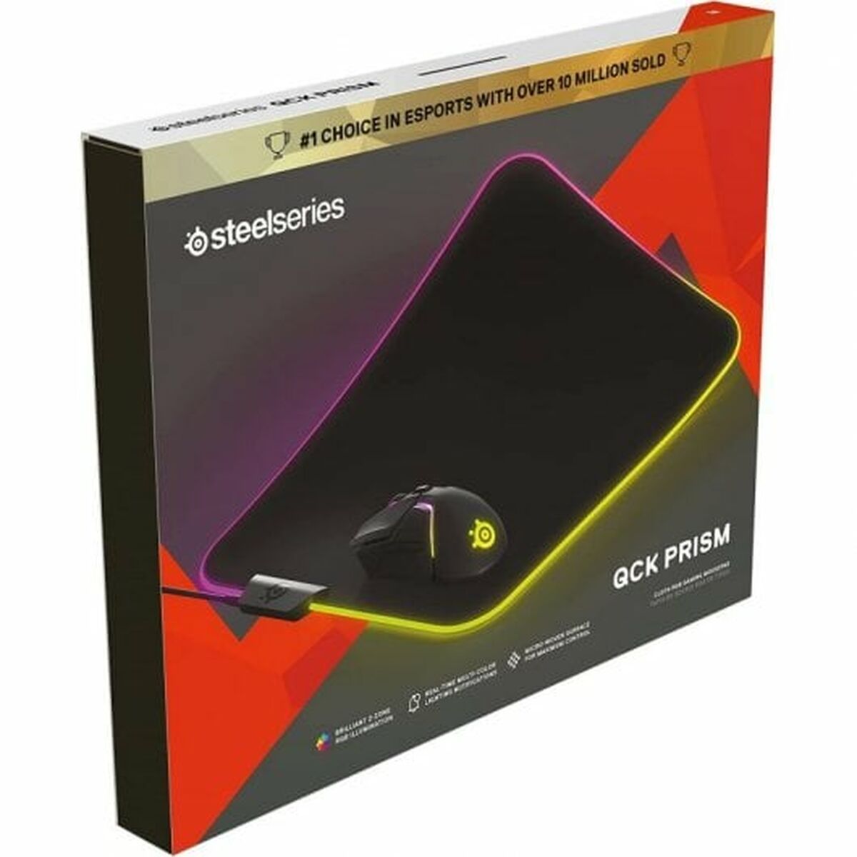 Gaming Mauspad SteelSeries QcK Prism Cloth RGB Gaming Schwarz Bunt