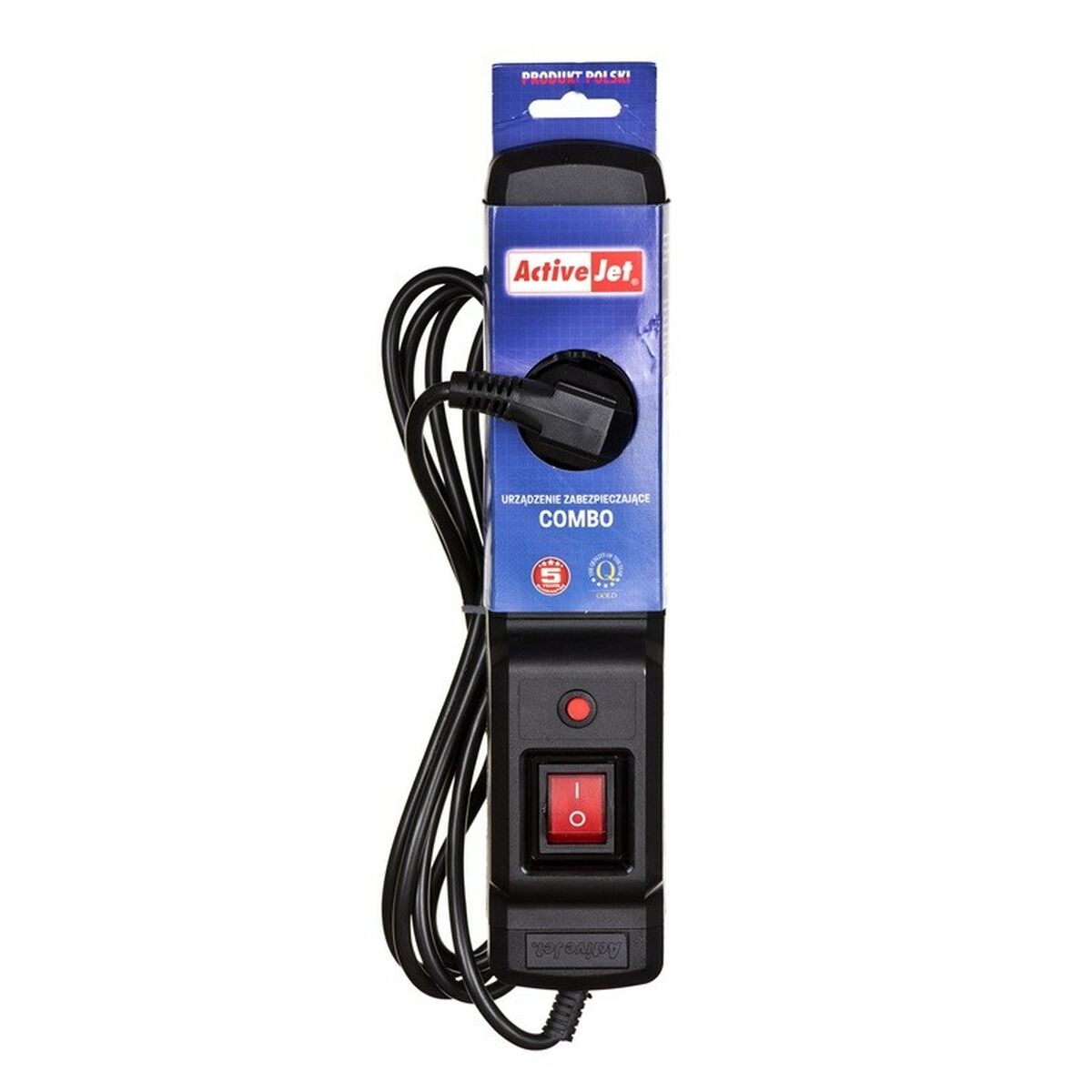 Power strip with 3 sockets with switch Activejet COMBO 3GN (1.5 m)