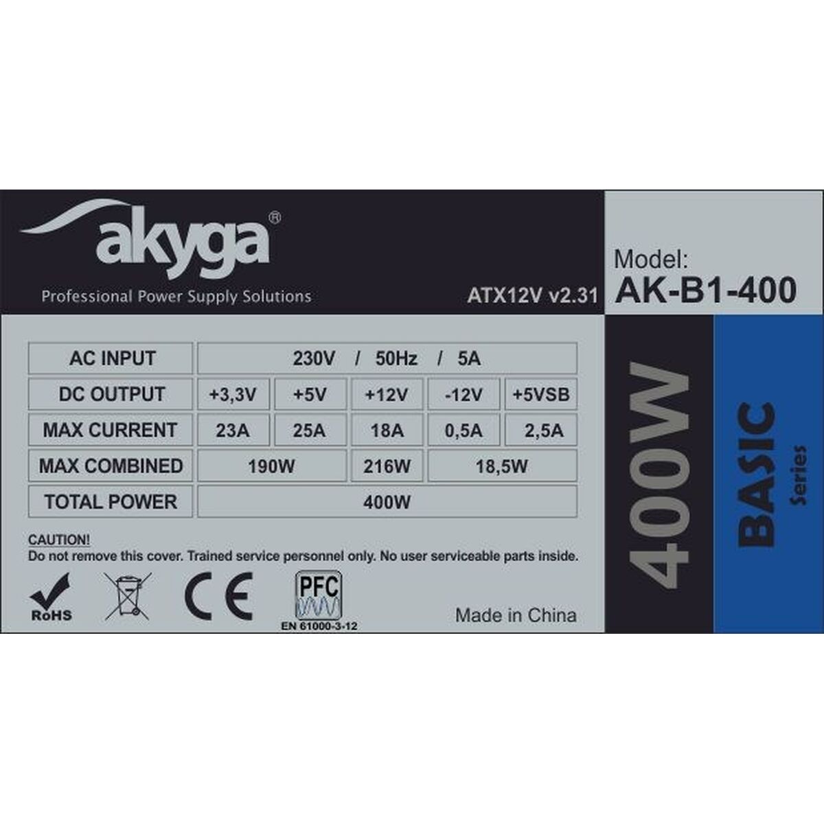 Power source Akyga AK-B1-400 400W ATX RoHS