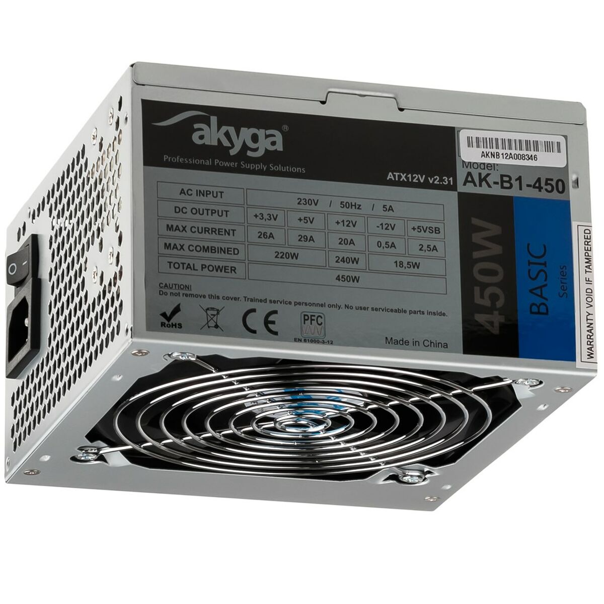 Power source Akyga AK-B1-450 450W RoHS CE FCC REACH ATX