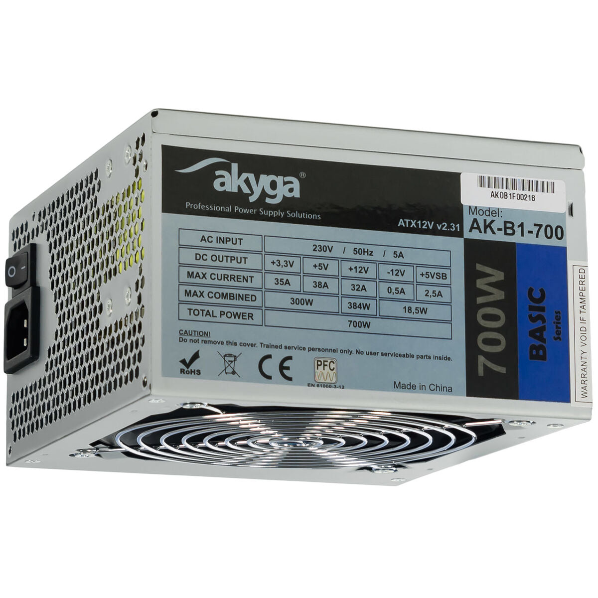 Power source Akyga AK-B1-700 700W Wired Side ventilation ATX