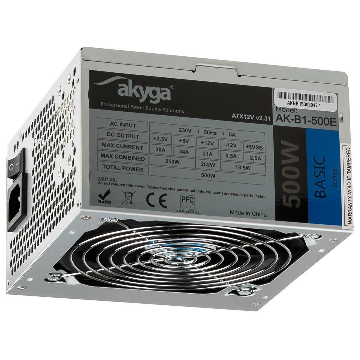 Power source Akyga AK-B1-500E 500W RoHS CE REACH ATX