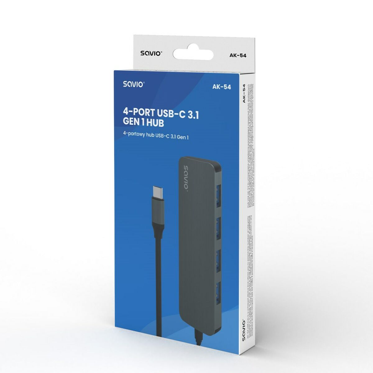 4-Port USB-C Hub Savio AK-54 Gray