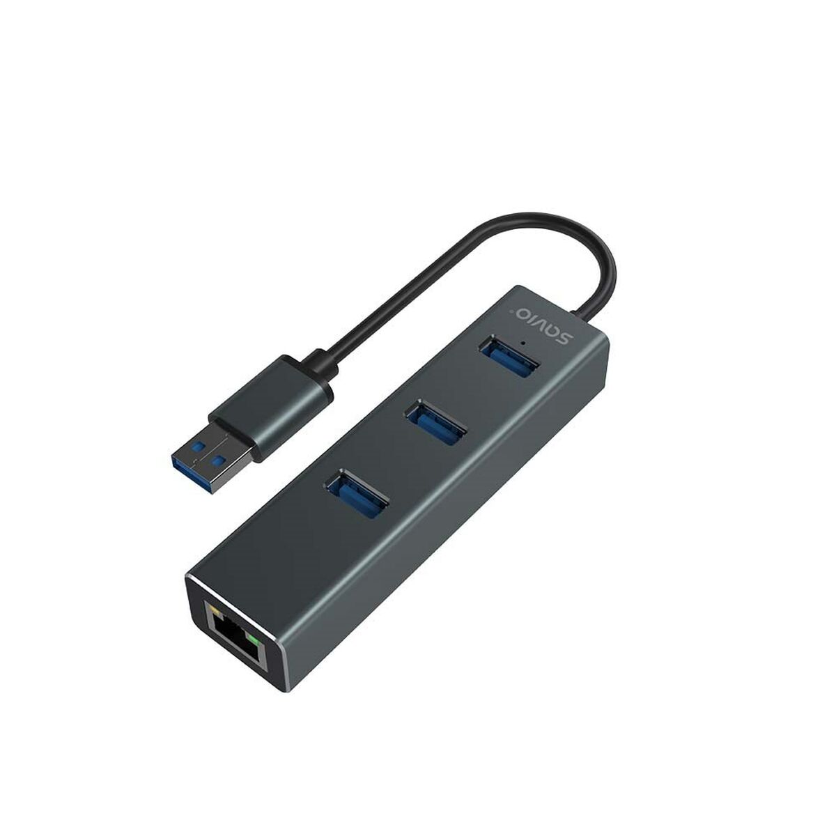 4-Port USB Hub Savio AK-58 Ethernet (RJ-45) Gray