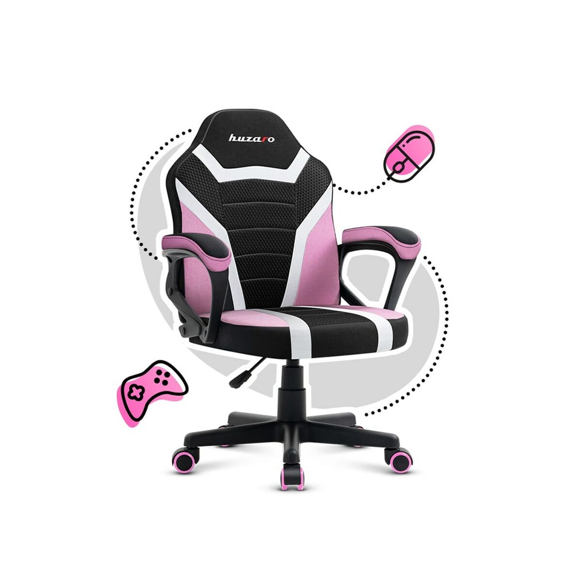 Gaming chair Huzaro HZ-Ranger 1.0 pink mesh children's black/pink