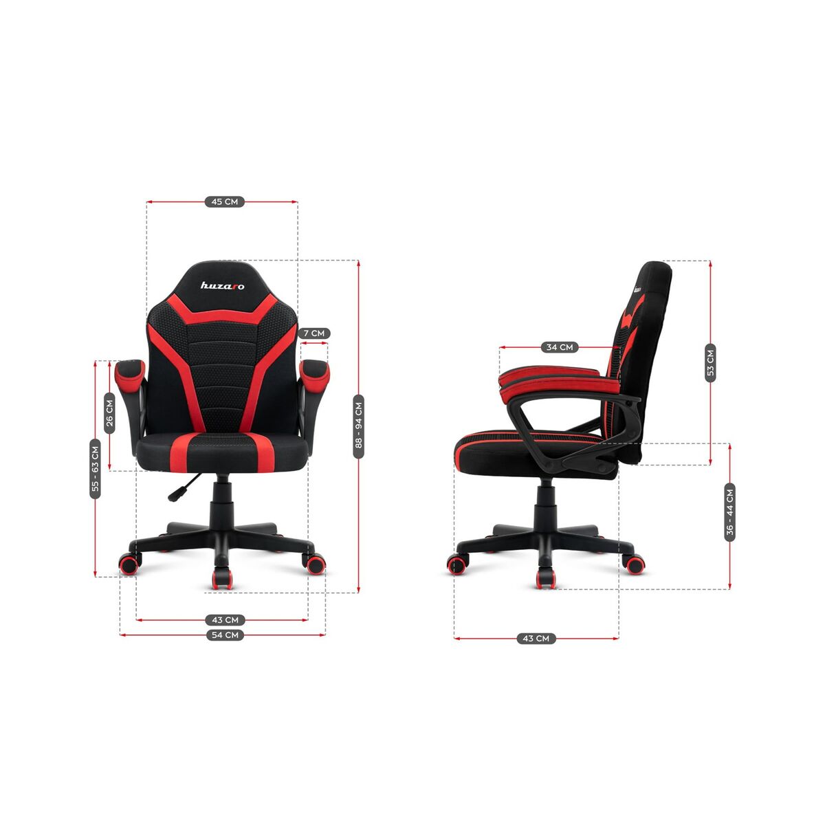 Gaming chair Huzaro HZ-Ranger 1.0 red mesh red/black