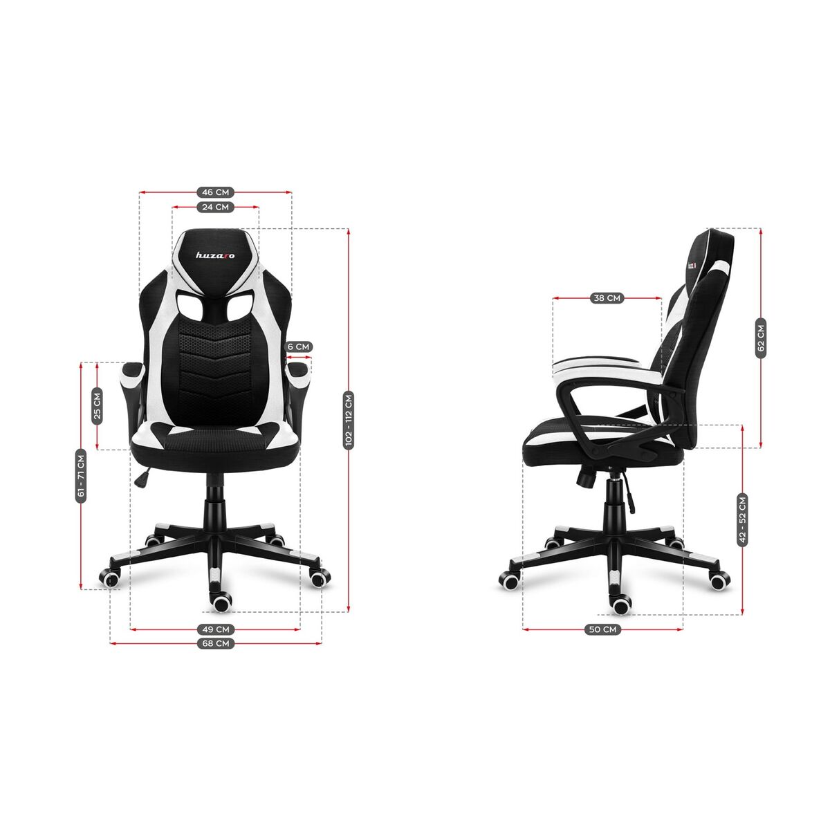 Gaming chair Huzaro HZ-Force 2.5 White Mesh White Black