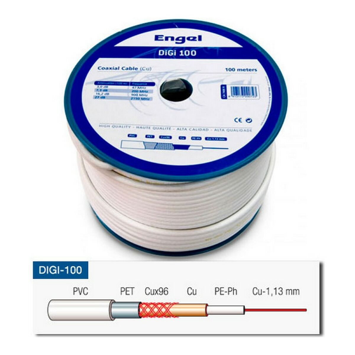 Coaxial TV antenna cable Engel 100 m double