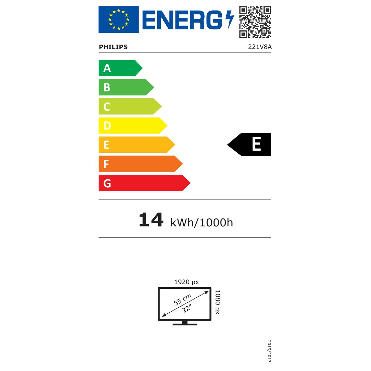 Monitor Philips 221V8A/00 21.5" LED VA flicker free 75 Hz 50-60 Hz