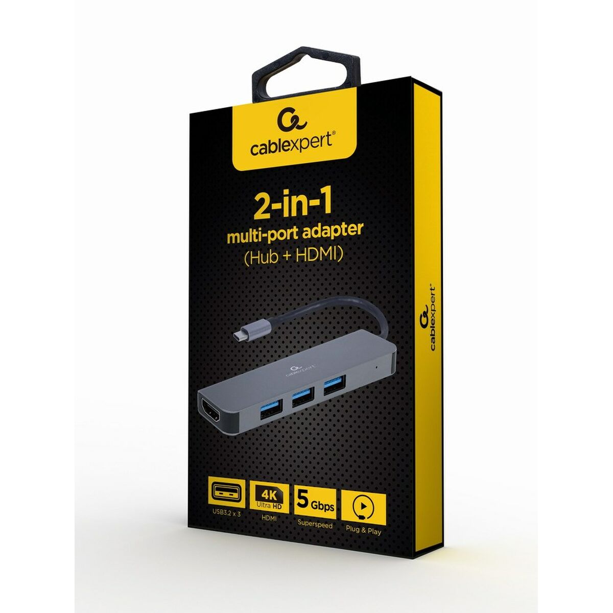 4-Port USB-C Hub GEMBIRD A-CM-COMBO2-01 Weiß Grau