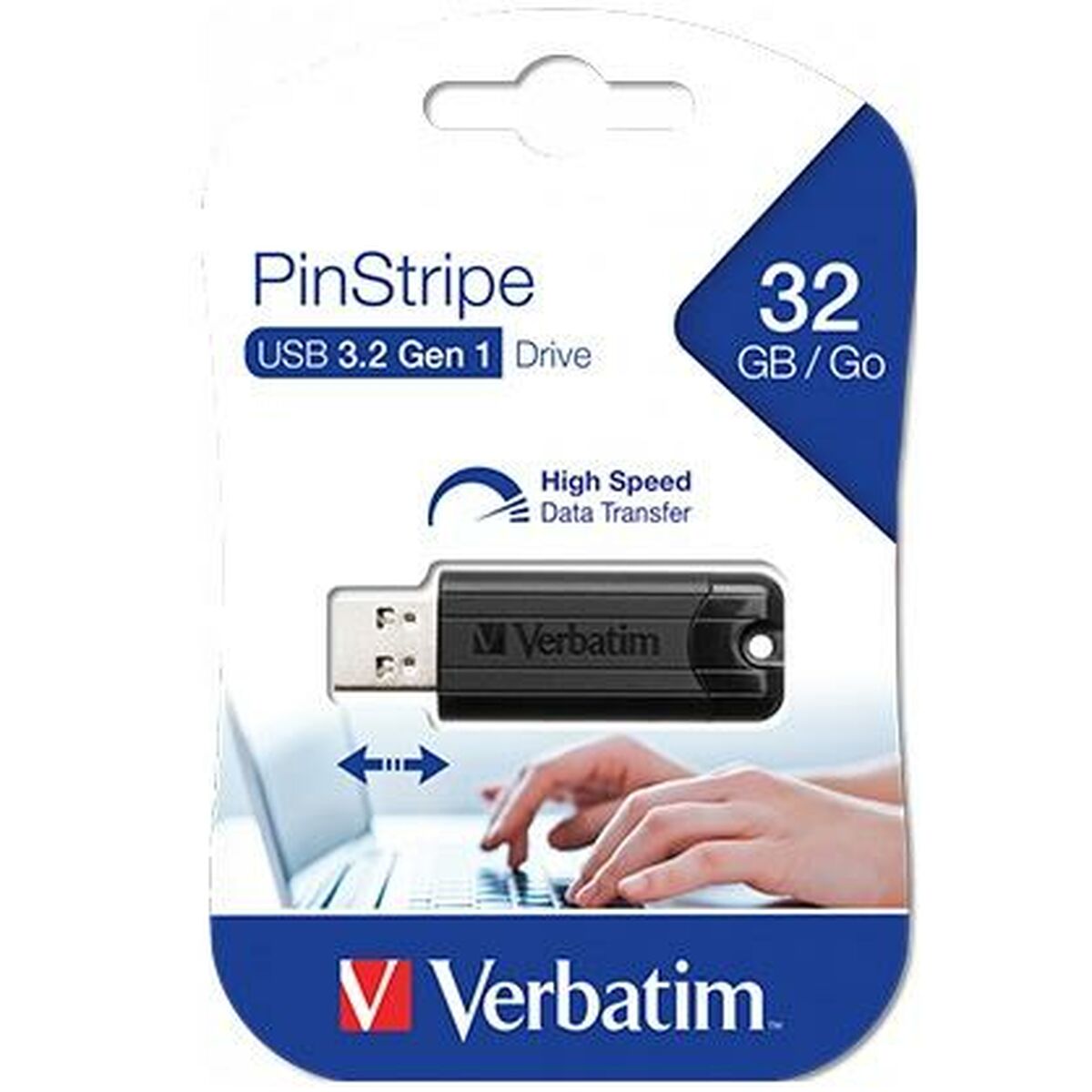 USB Pendrive Verbatim Pinstripe Schwarz 32 GB