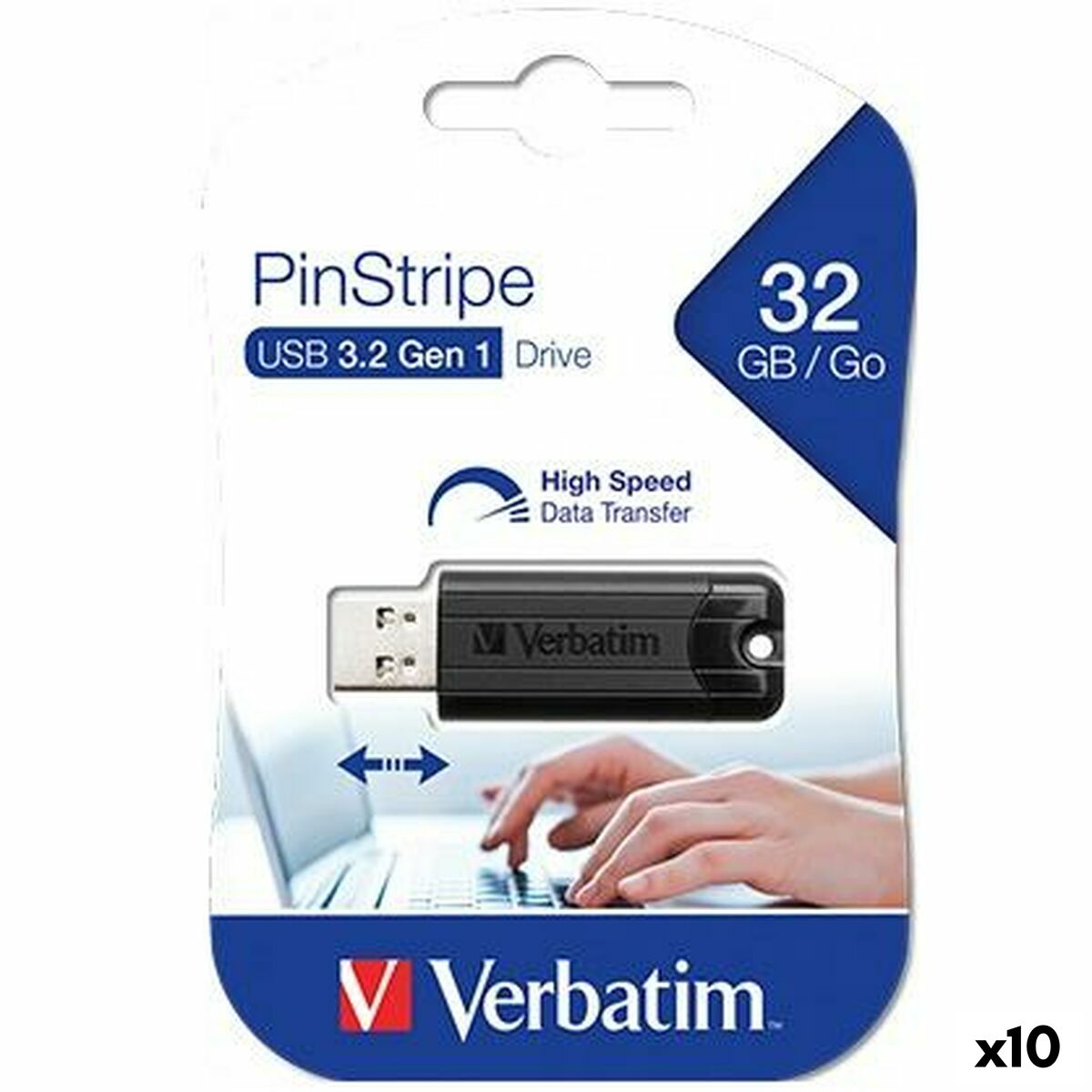 USB Pendrive Verbatim Pinstripe Black 32GB