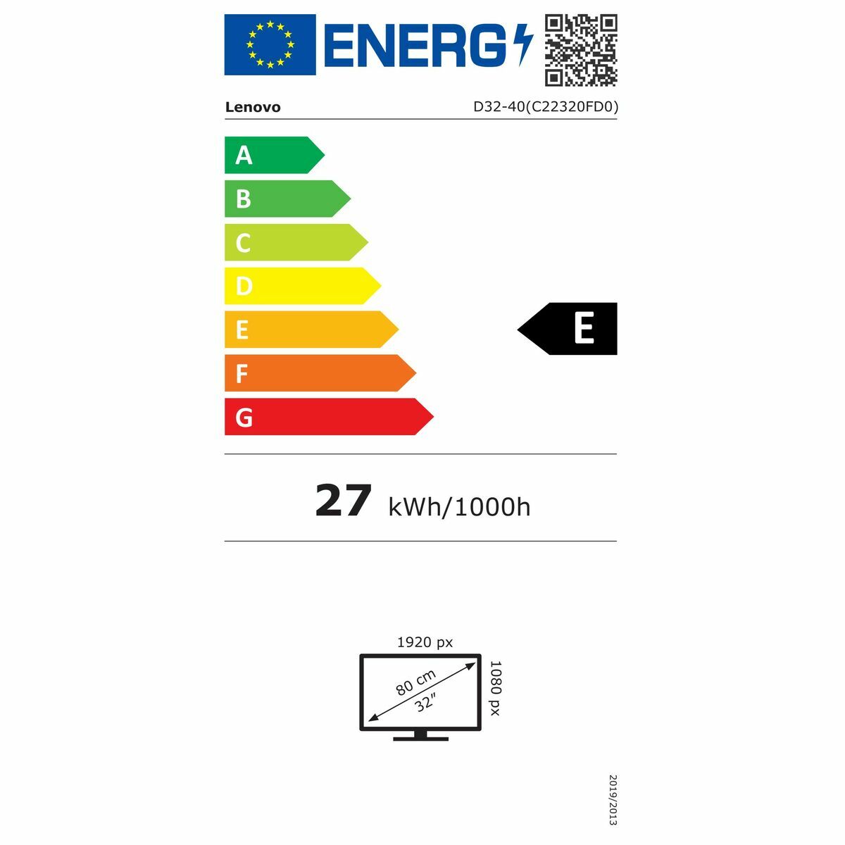 Full HD Monitor Lenovo D32-40 32"