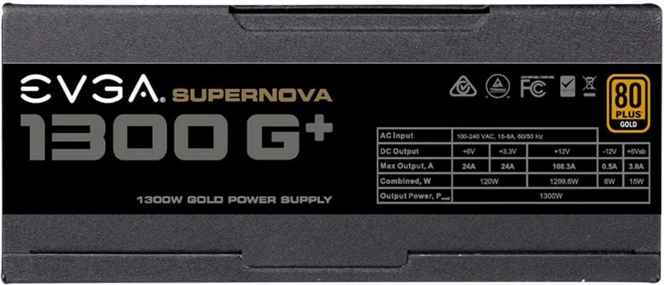 1300 Watt PC power supply EVGA SuperNOVA 1300 G+ 1300W 80 Plus Gold